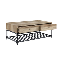 Mesa de centro rectangular Brantley con dos cajones