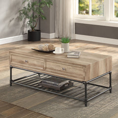 Mesa de centro rectangular Brantley con dos cajones