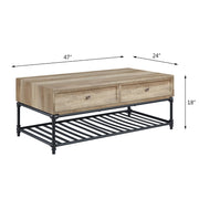 Mesa de centro rectangular Brantley con dos cajones