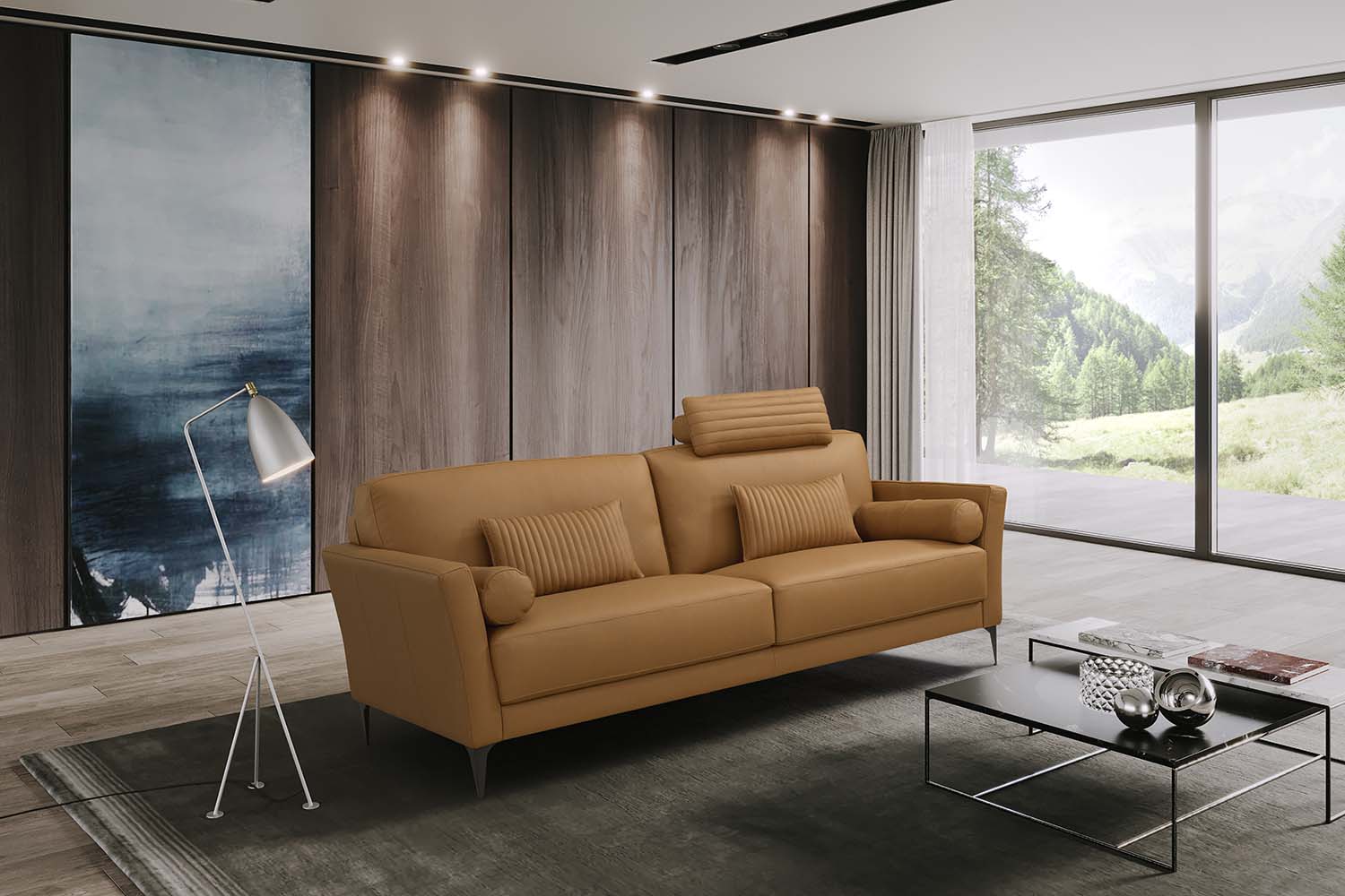 Tussio 84"L Upholstered Sofa with 5 Pillows