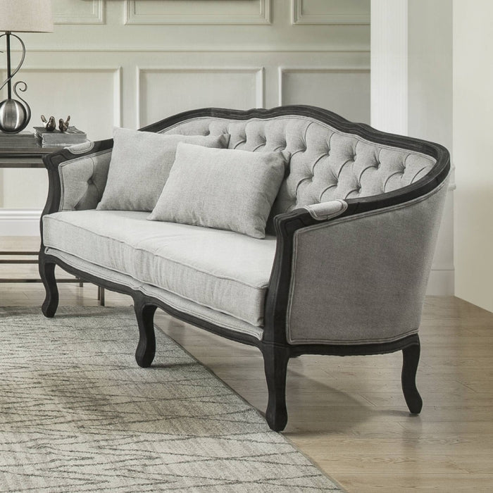Sofá de dos plazas Samael de lino de 162 cm con 2 almohadas