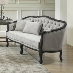 Sofá de dos plazas Samael de lino de 162 cm con 2 almohadas