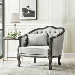 Samael 37"W Linen Chair with Pillow