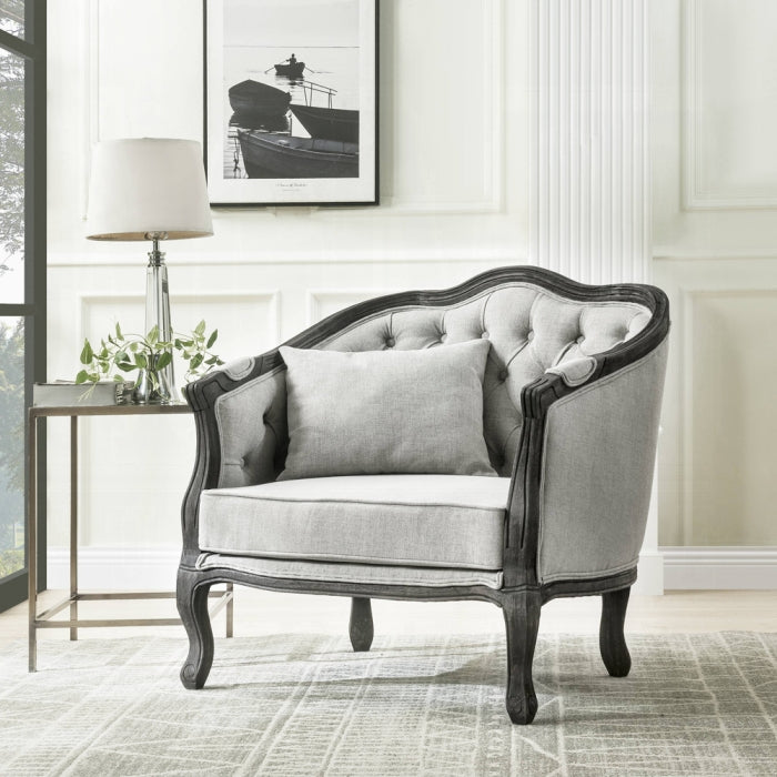 Samael 37"W Linen Chair with Pillow