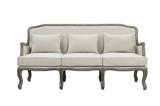 Tania 76"L Linen Sofa with 3 Pillows