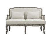 Sofá de dos plazas Tania de lino de 142 cm con 2 almohadas
