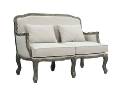 Sofá de dos plazas Tania de lino de 142 cm con 2 almohadas