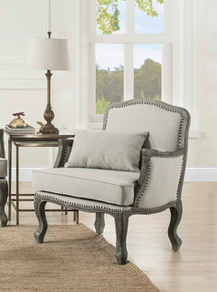 Silla de lino Tania de 74 cm de ancho con almohada