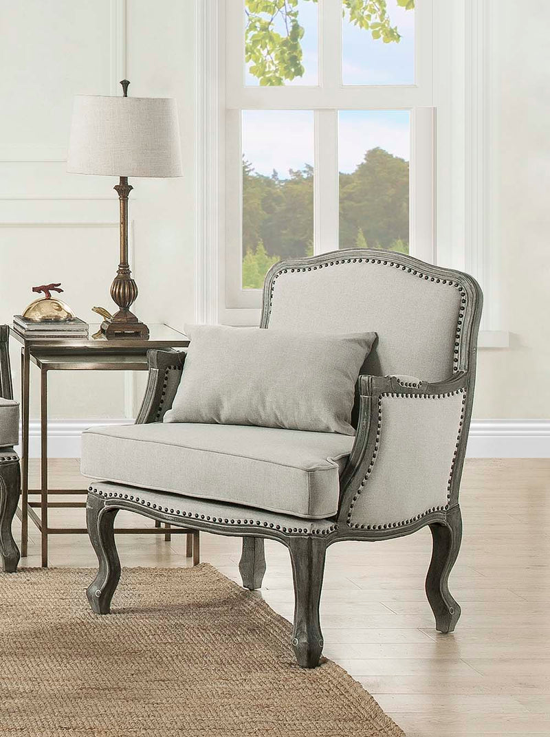 Silla de lino Tania de 74 cm de ancho con almohada