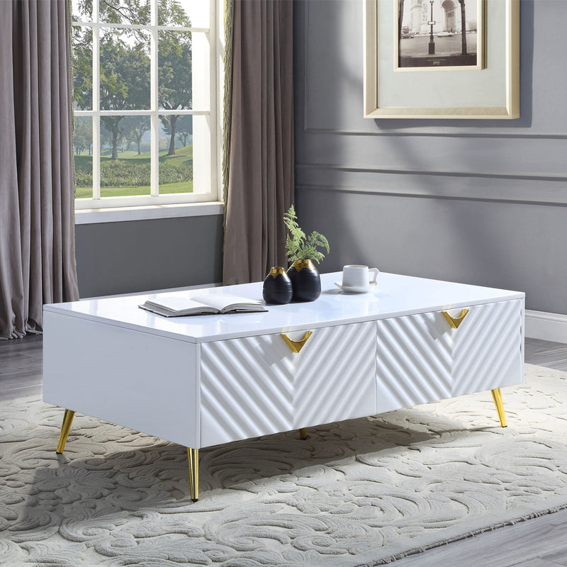 Mesa de centro rectangular Gaines con 4 cajones