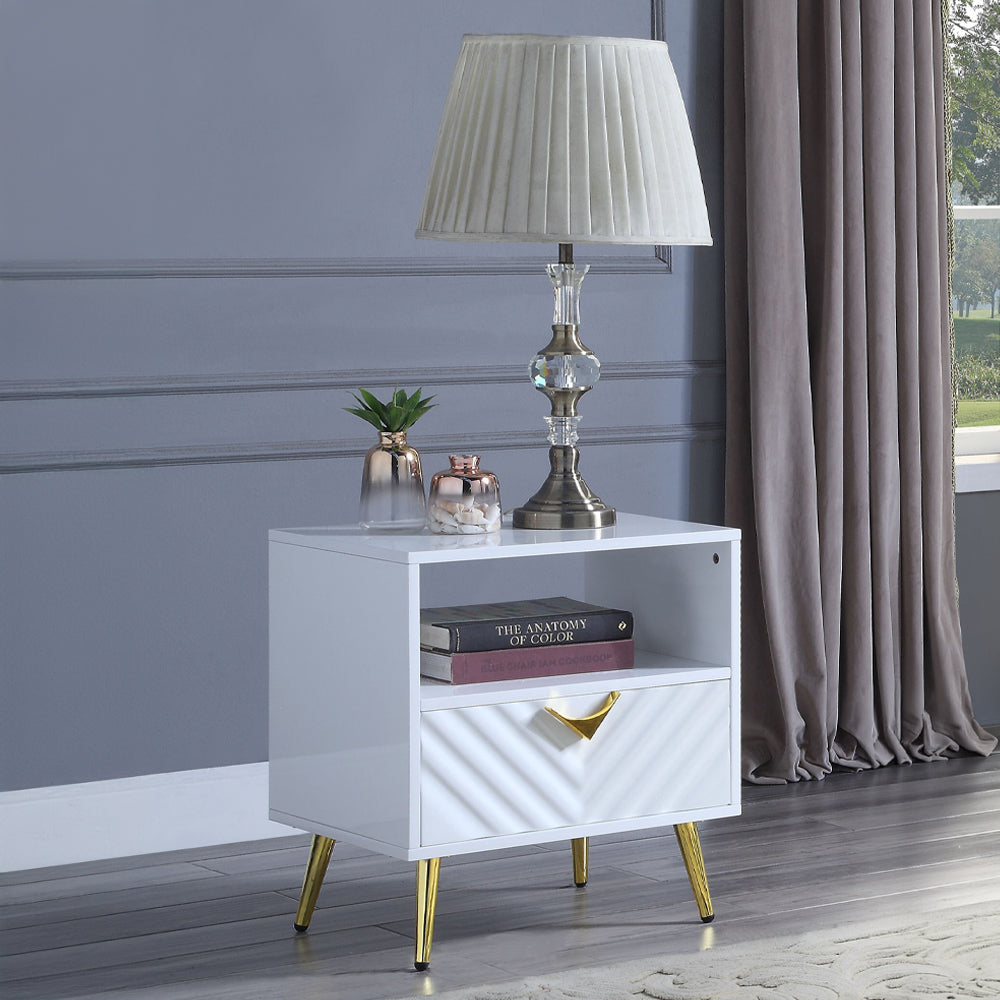 Mesa auxiliar rectangular Gaines con 1 cajón