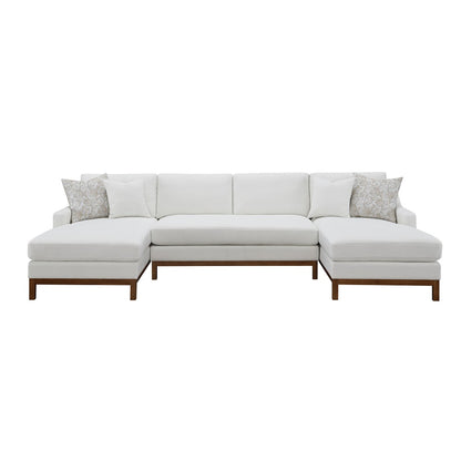 Valiant 127"L Chenille Sectional Sofa with 4 Pillows