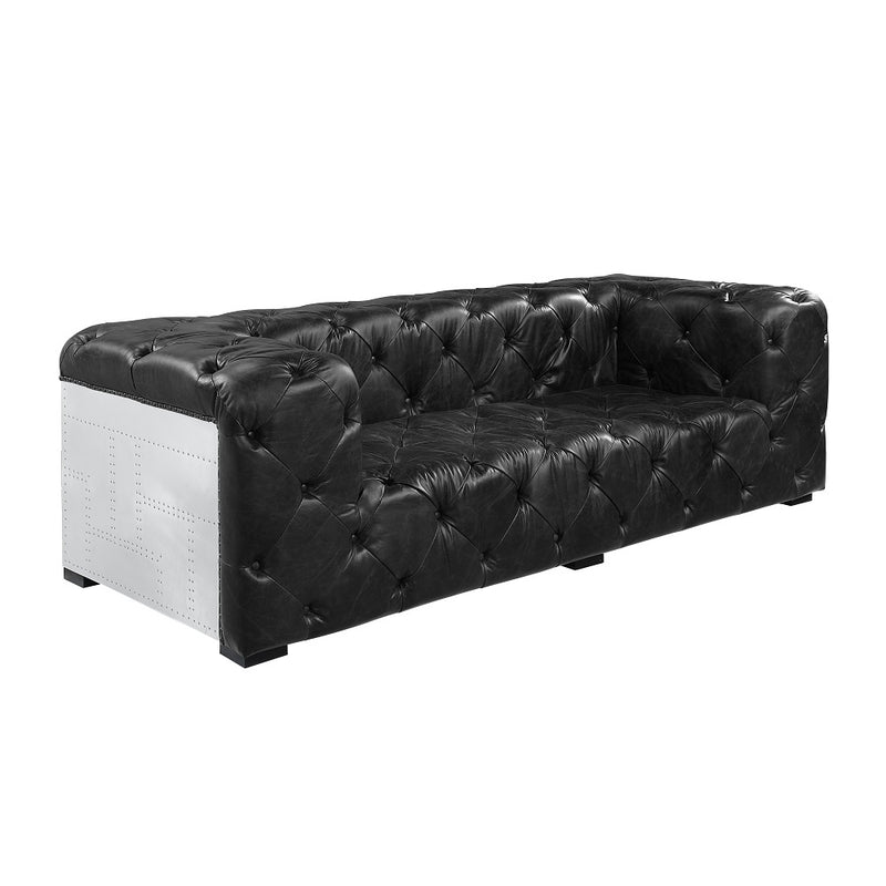 Loveseat Brancaster de 95" de largo en cuero de grano superior