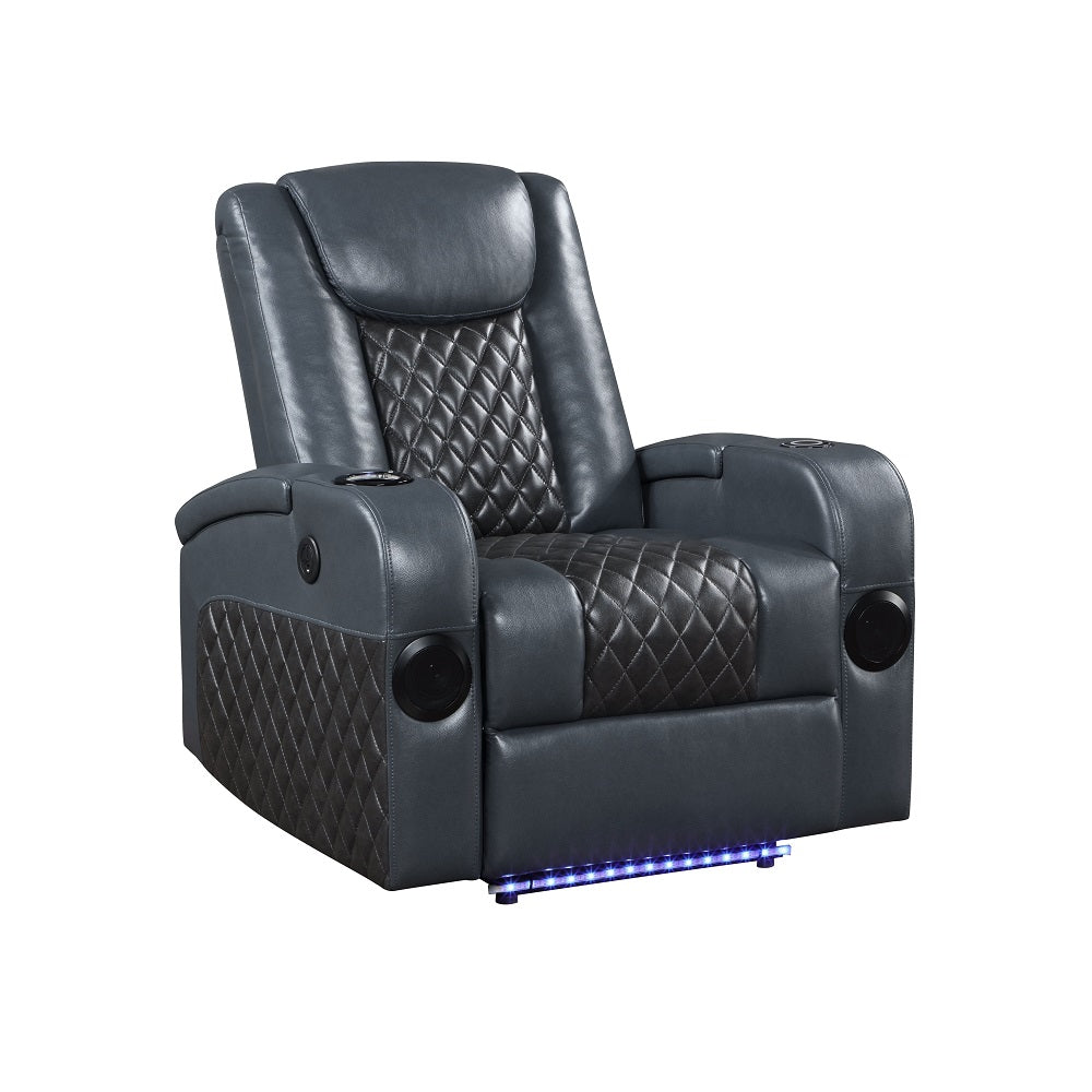 Sillón reclinable eléctrico tapizado Alair de 35" de ancho con movimiento, altavoz Bluetooth y portavasos con refrigeración