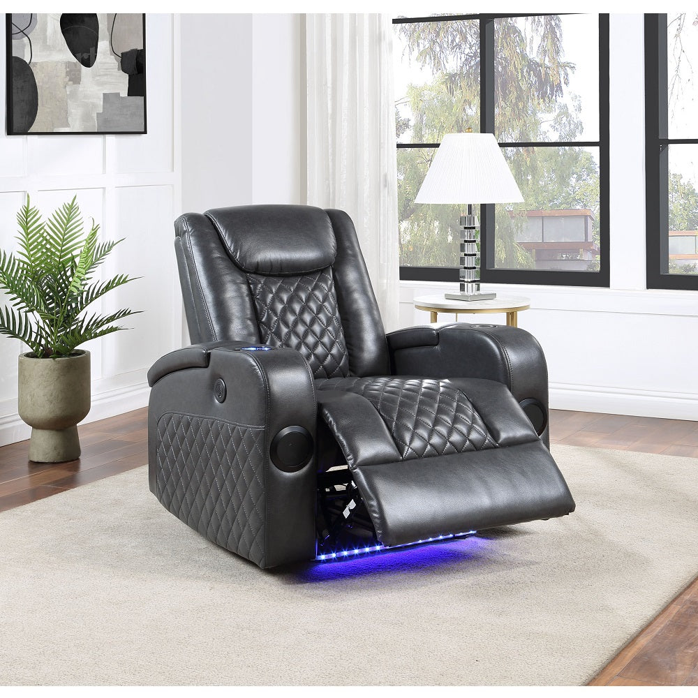 Alair 35"W Upholstered Power Motion Recliner with Bluetooth Speaker & Cooling Cup Holder