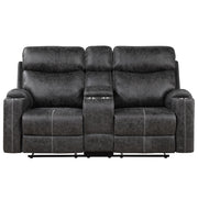 Loveseat tapizado Hirah con movimiento, consola y puerto USB