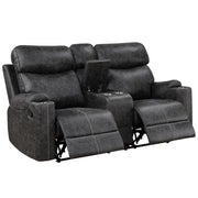 Loveseat tapizado Hirah con movimiento, consola y puerto USB