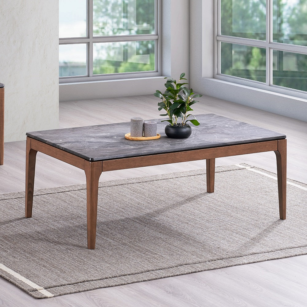 Mesa de centro Bevis de madera maciza de 47" de largo