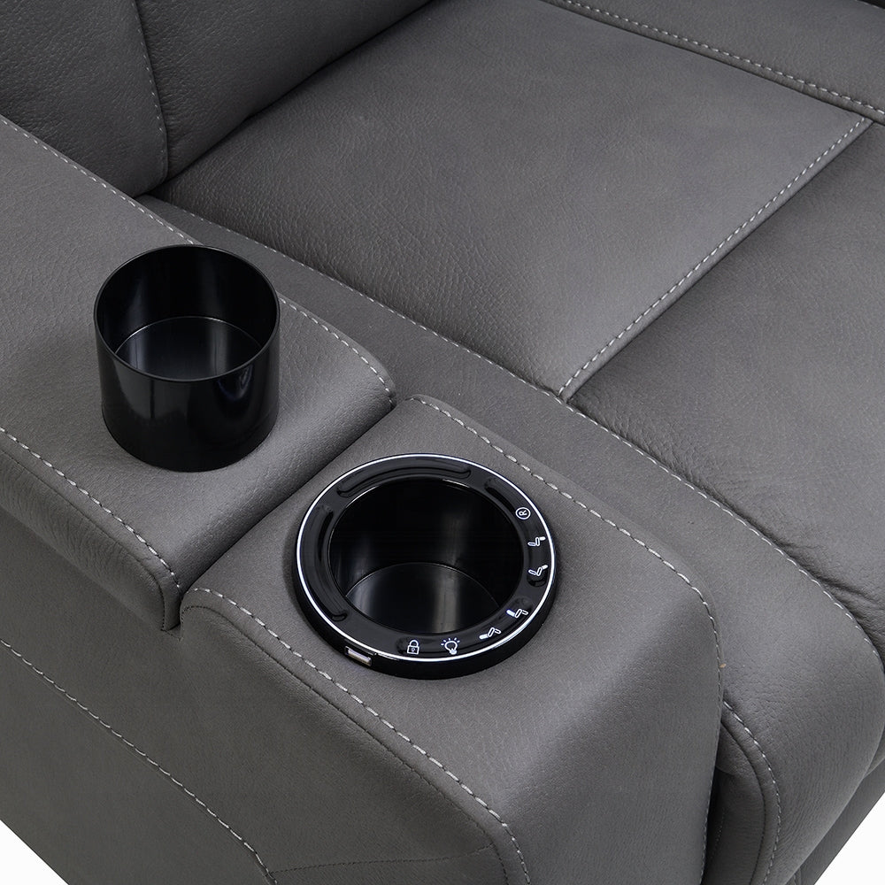 Leuco Power Motion Recliner w/Cup Holder, Control, LED & Power Headrest