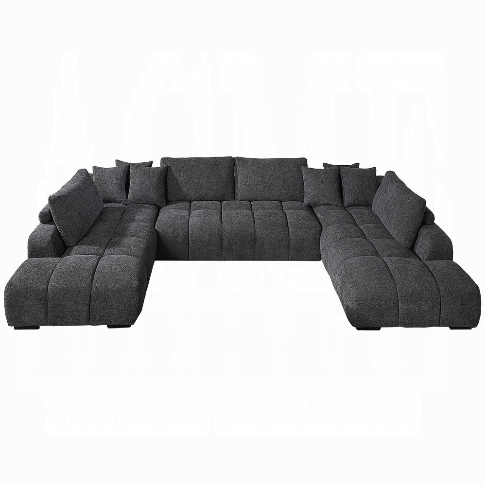 Chosen Gray Chenille 3PC Sectional Sofa with 6 Pillows