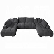 Chosen Gray Chenille 3PC Sectional Sofa with 6 Pillows