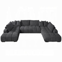 Chosen Gray Chenille 3PC Sectional Sofa with 6 Pillows