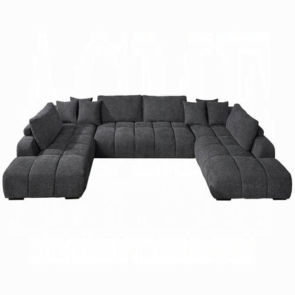 Chosen Gray Chenille 3PC Sectional Sofa with 6 Pillows