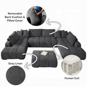 Chosen Gray Chenille 3PC Sectional Sofa with 6 Pillows