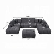 Chosen Gray Chenille 3PC Sectional Sofa with 6 Pillows