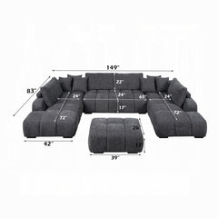 Chosen Gray Chenille 3PC Sectional Sofa with 6 Pillows