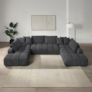 Chosen Gray Chenille 3PC Sectional Sofa with 6 Pillows