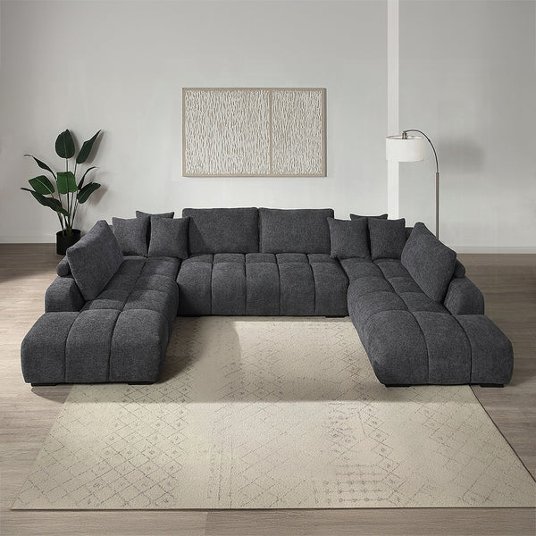 Chosen Gray Chenille 3PC Sectional Sofa with 6 Pillows