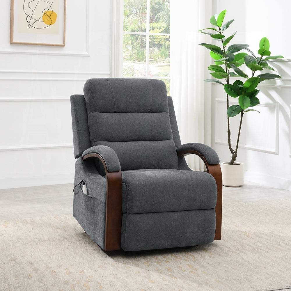 Kayla Power Recliner w/Lift & Heating & Massage - Gray Chenille