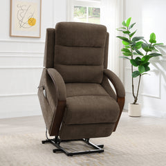 Kayla Power Recliner w/Lift & Heating & Massage - Chocolate Chenille
