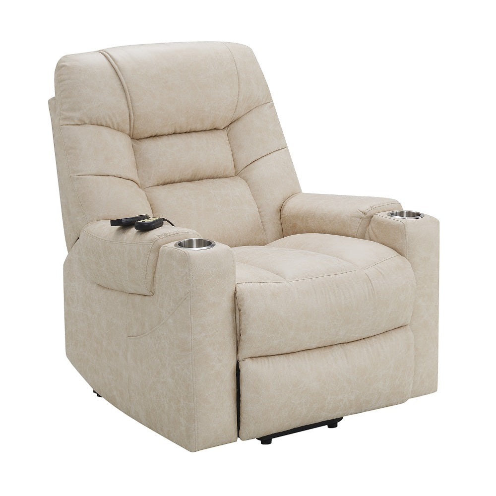 Sillón reclinable eléctrico Nairi Aire de cuero de 91 cm con elevación, calefacción y masaje