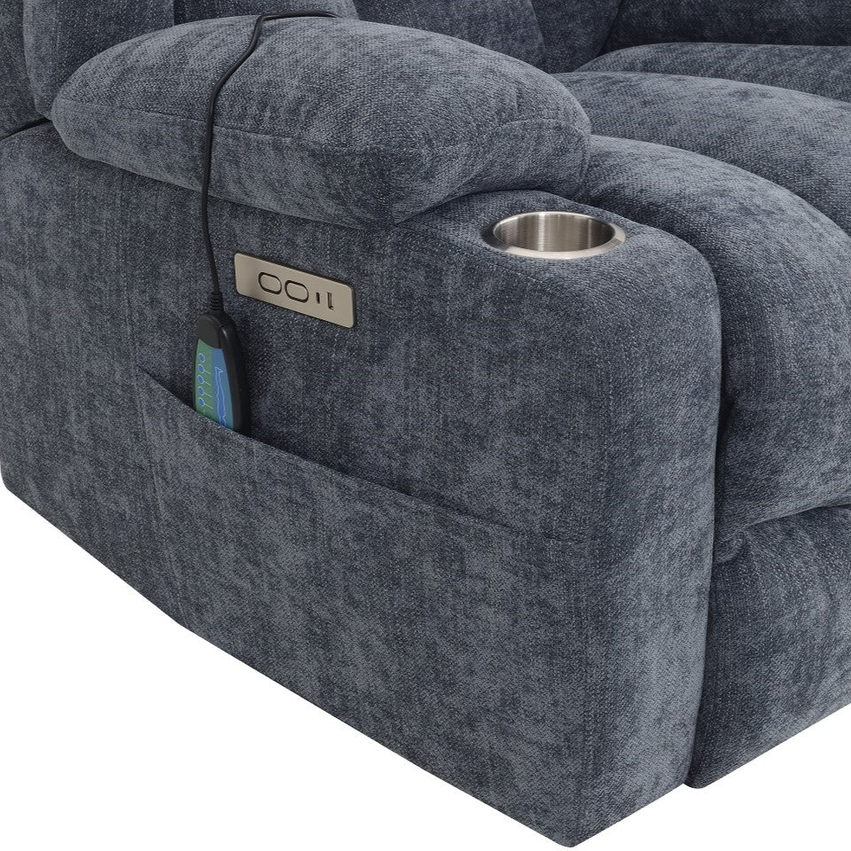Sillón reclinable eléctrico Omarion de terciopelo de 94 cm con elevación, calefacción y masaje