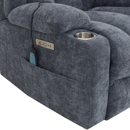 Sillón reclinable eléctrico Omarion de terciopelo de 94 cm con elevación, calefacción y masaje