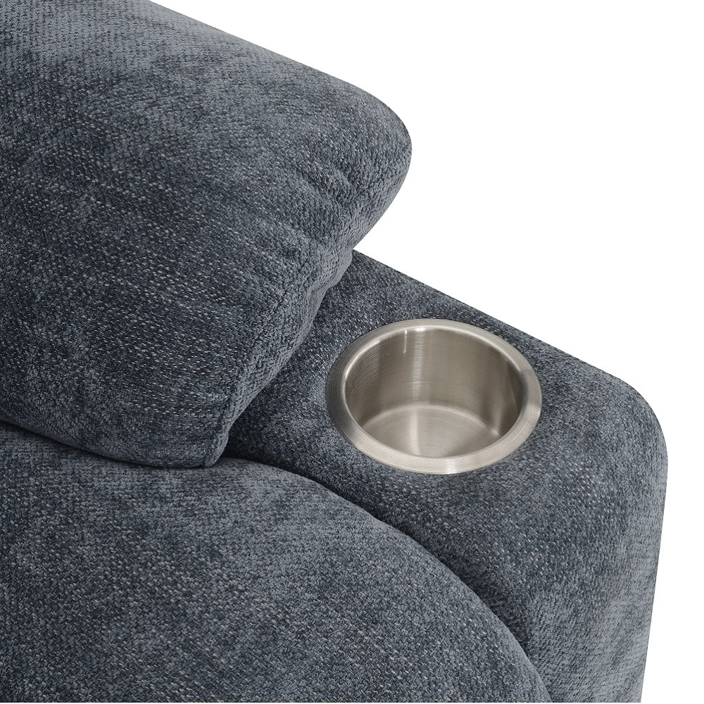 Sillón reclinable eléctrico Omarion de terciopelo de 94 cm con elevación, calefacción y masaje