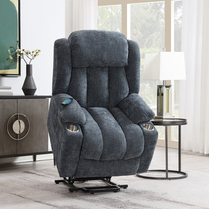 Sillón reclinable eléctrico Omarion de terciopelo de 94 cm con elevación, calefacción y masaje