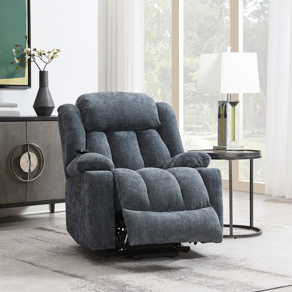 Sillón reclinable eléctrico Omarion de terciopelo de 94 cm con elevación, calefacción y masaje