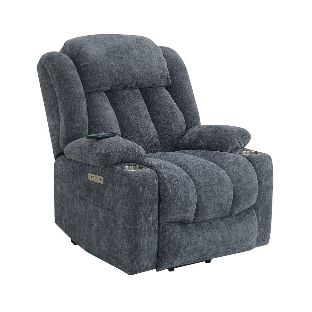 Sillón reclinable eléctrico Omarion de terciopelo de 94 cm con elevación, calefacción y masaje