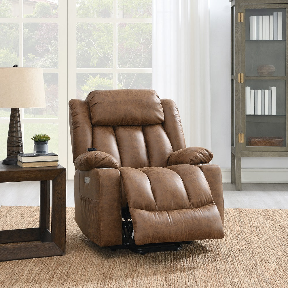 Sillón reclinable eléctrico Omarion Aire de cuero de 94 cm con elevación, calefacción y masaje