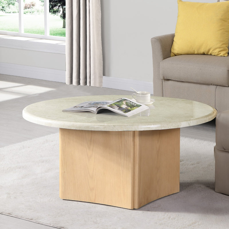 Mesa de centro Qwin de 99 cm de diámetro con cubierta de mármol