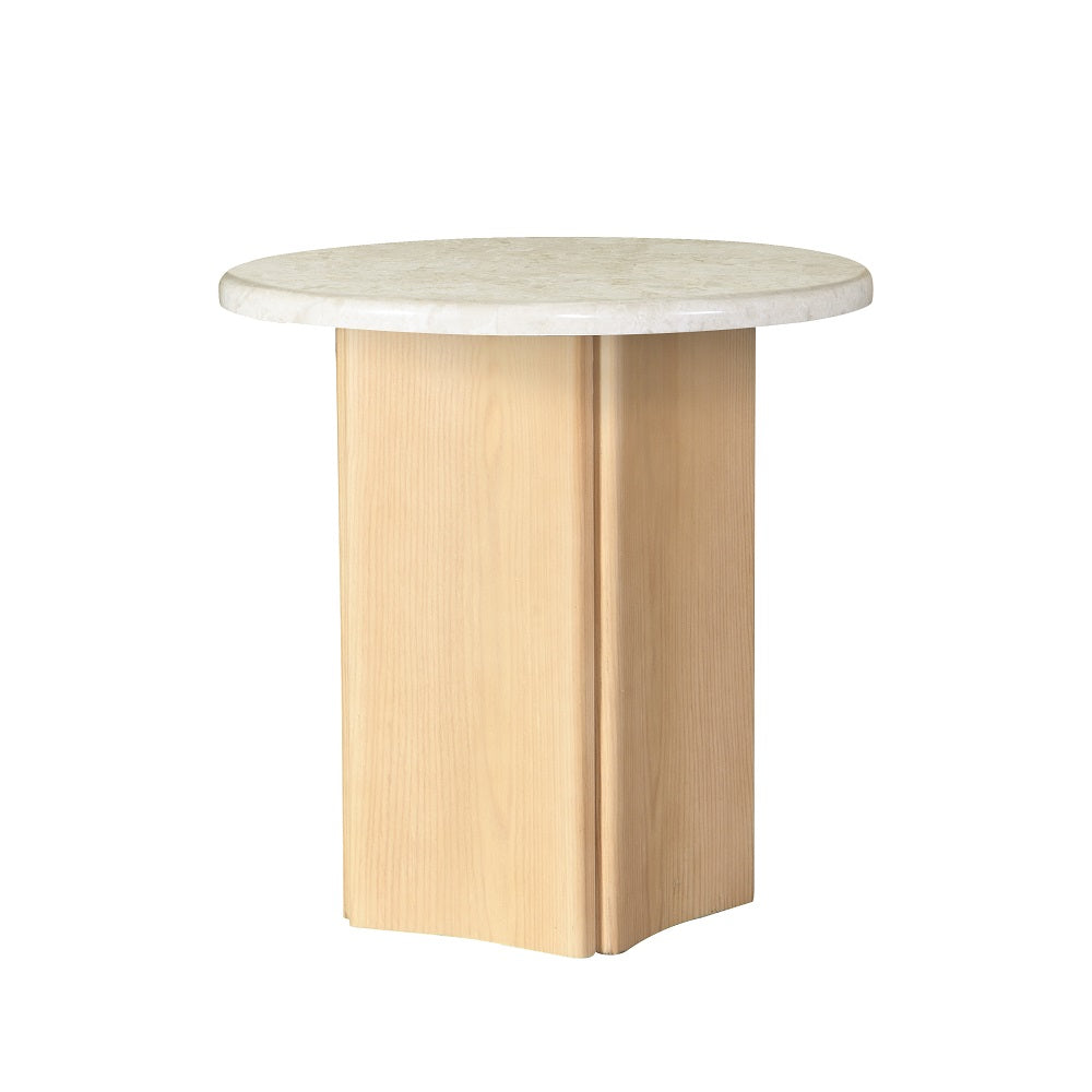 Mesa auxiliar Qwin de 24" de diámetro con cubierta de mármol