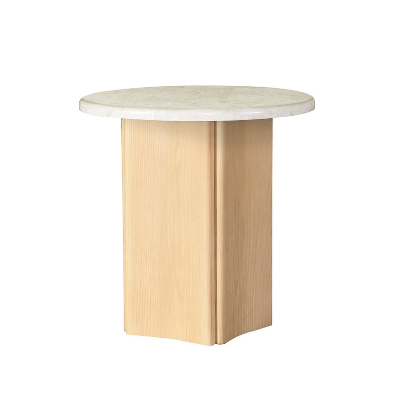 Mesa auxiliar Qwin de 24" de diámetro con cubierta de mármol