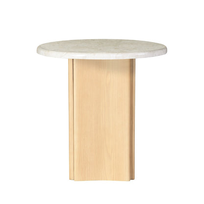 Qwin 24"Dia Marble Top End Table
