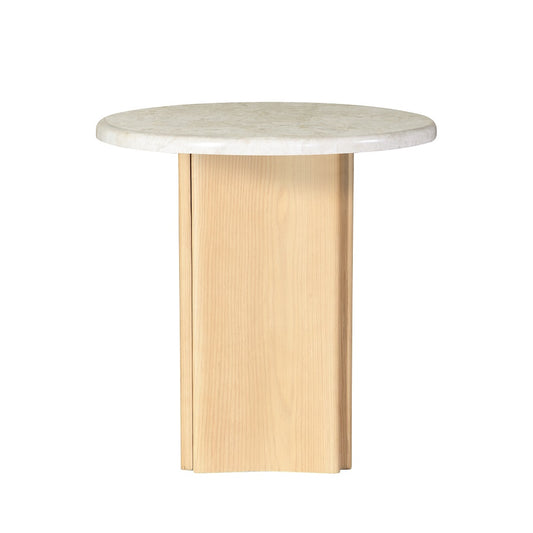 Qwin 24"Dia Marble Top End Table