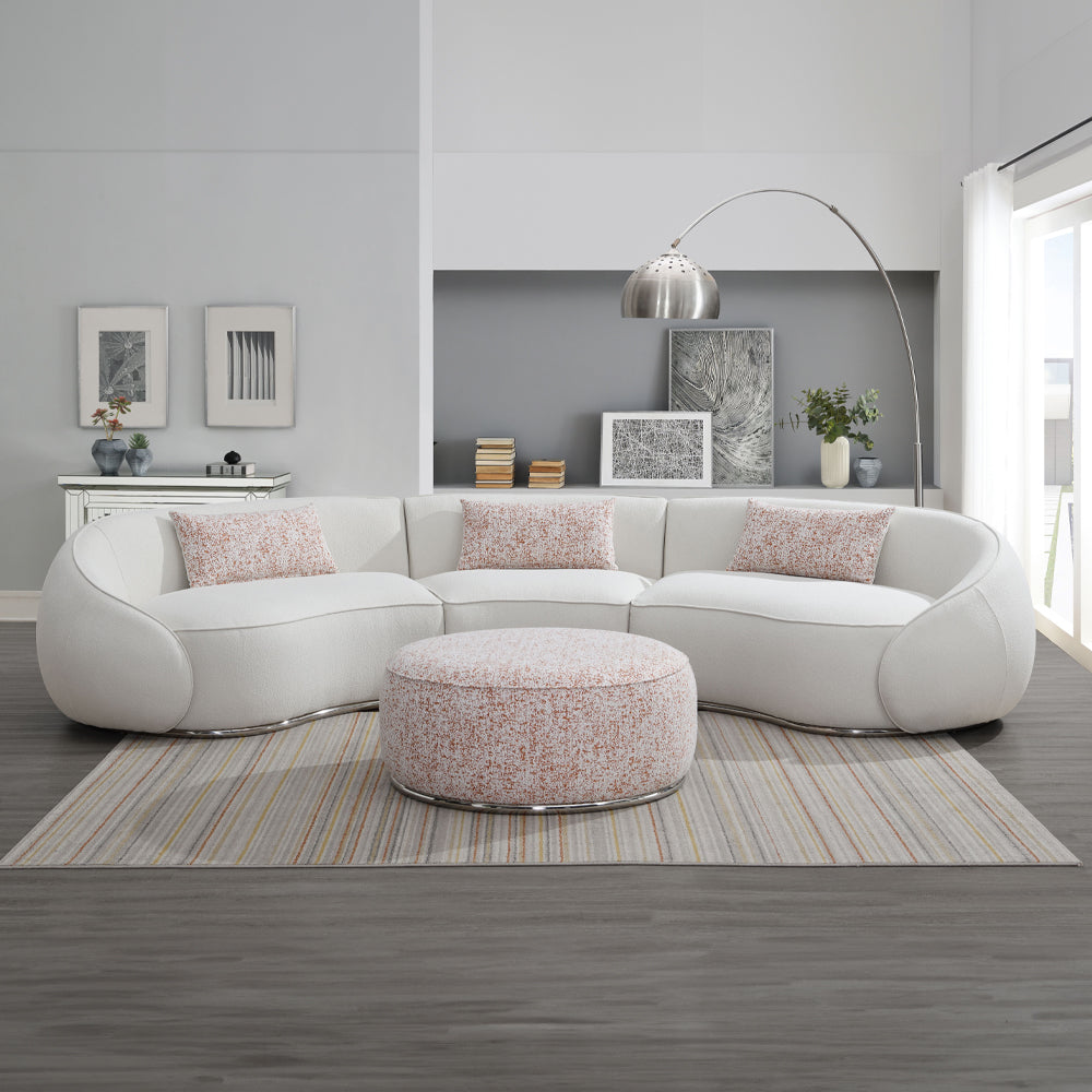 Sofá seccional Sahara Boucle con 3 almohadas