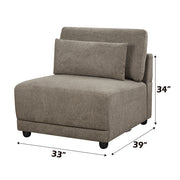 Sillón modular tapizado Rylie sin brazos y con almohada