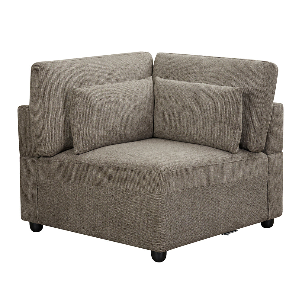 Reposabrazos modular tapizado Rylie - Cuña con 3 almohadas